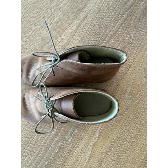 $250 Nisolo Women’s 7.5 Lace Up Brown Leather Nail Boots Shoe Boot Pointed Toe - Picture 3 of 5